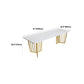 White Glam Office Desk Marble Home Writing Desk met metalen benen