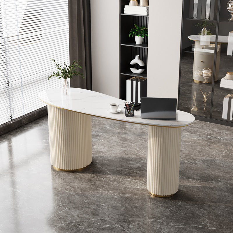 Licht luxe marmeren schrijfbureau wit 3-ladel schrijfbureau