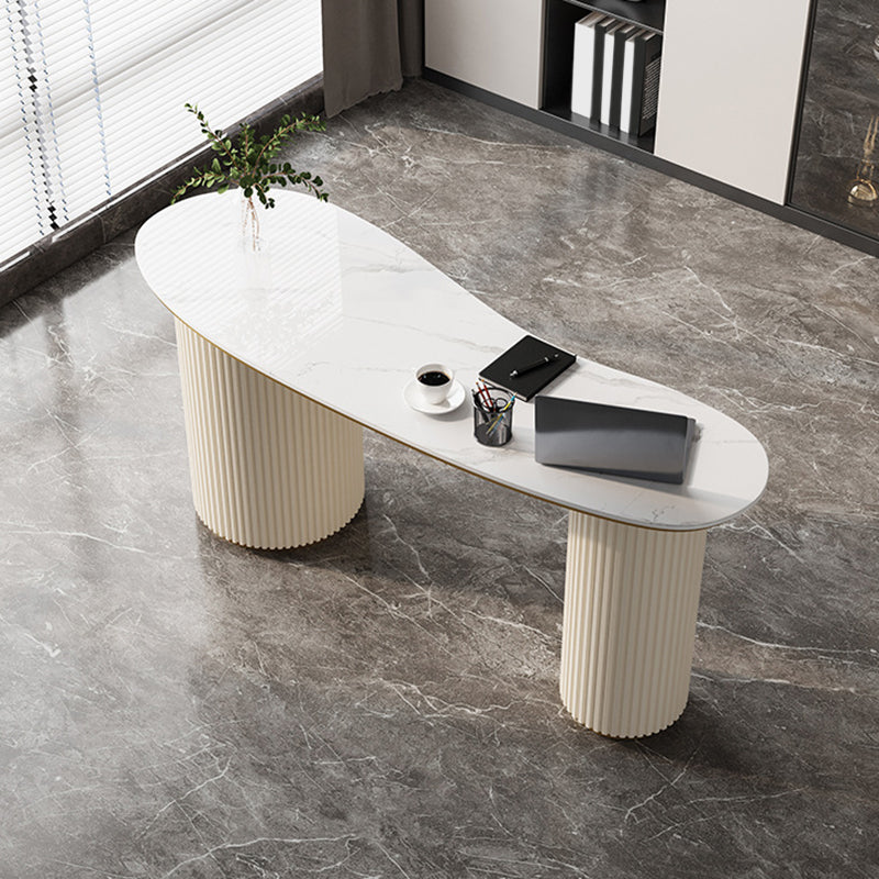 Licht luxe marmeren schrijfbureau wit 3-ladel schrijfbureau