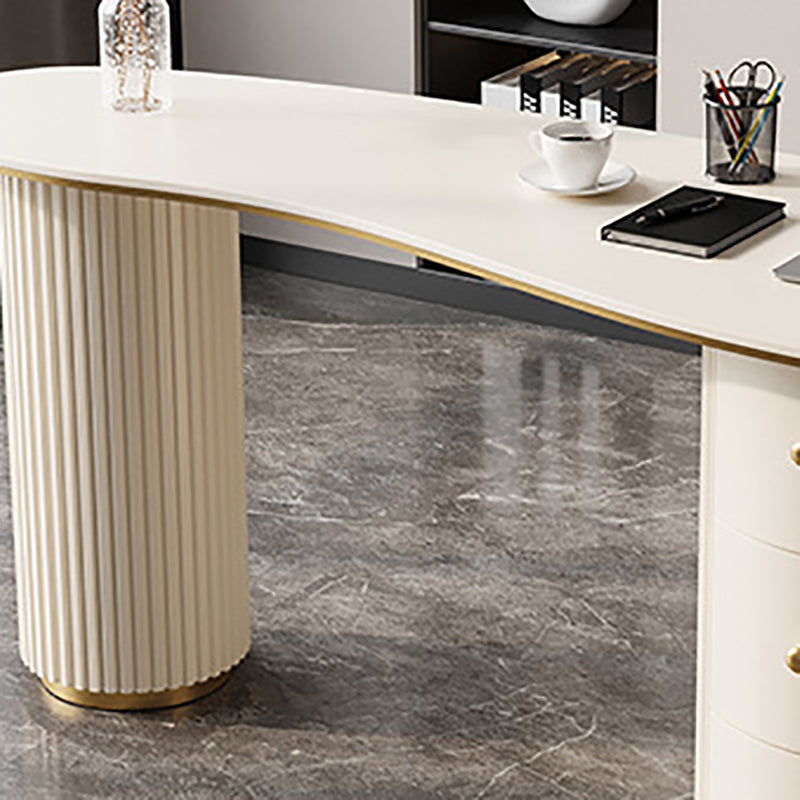 Licht luxe marmeren schrijfbureau wit 3-ladel schrijfbureau