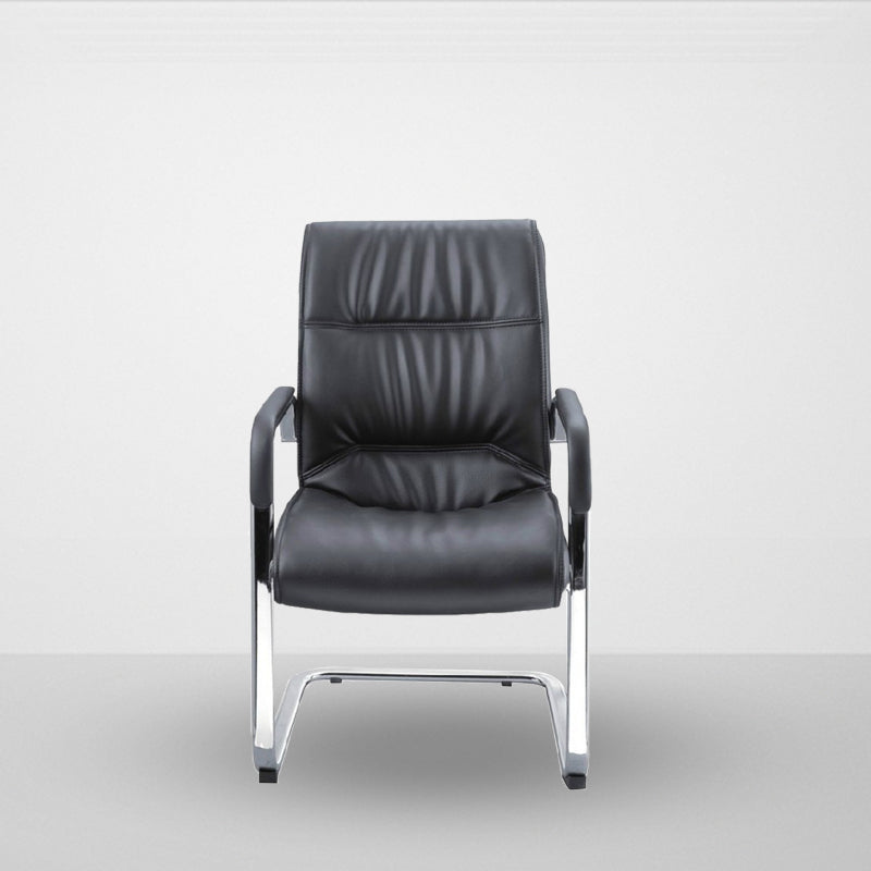Eigentijdse ergonomische bureaustoel met hoge rugleuning en geen wielen. Bureaustoel