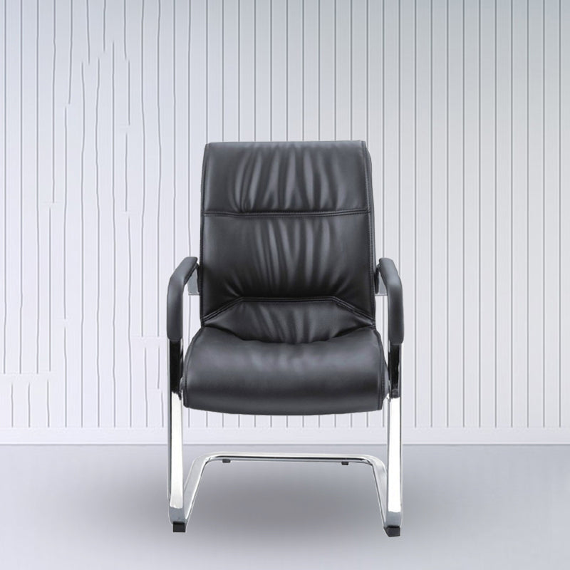 Eigentijdse ergonomische bureaustoel met hoge rugleuning en geen wielen. Bureaustoel