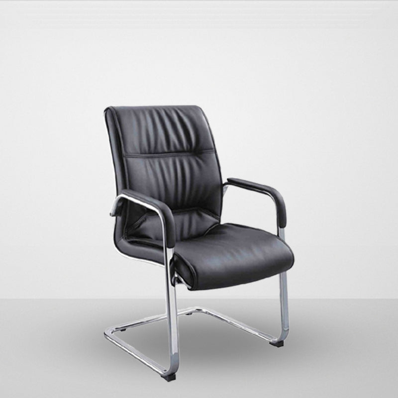Eigentijdse ergonomische bureaustoel met hoge rugleuning en geen wielen. Bureaustoel