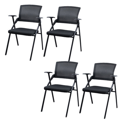 Contemporary Ergonomic Conference Chair Mid-Back Office Chair Black 4 Piece Set Clearhalo 'furn' 'furn_office_chair' 'Furniture' 'Office Chairs' 'Office Furniture' 'office_chair' 6101321