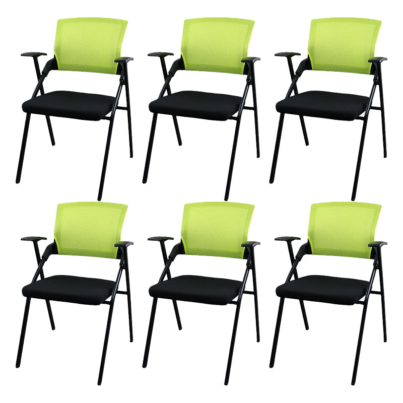 Contemporary Ergonomic Conference Chair Mid-Back Office Chair Black Green 6 Piece Set Clearhalo 'furn' 'furn_office_chair' 'Furniture' 'Office Chairs' 'Office Furniture' 'office_chair' 6101322