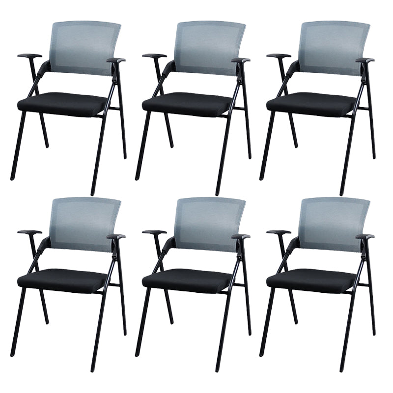 Contemporary Ergonomic Conference Chair Mid-Back Office Chair Black-Gray 6 Piece Set Clearhalo 'furn' 'furn_office_chair' 'Furniture' 'Office Chairs' 'Office Furniture' 'office_chair' 6101324