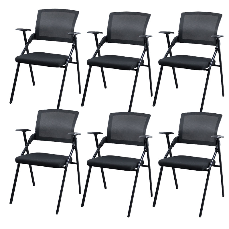 Contemporary Ergonomic Conference Chair Mid-Back Office Chair Black 6 Piece Set Clearhalo 'furn' 'furn_office_chair' 'Furniture' 'Office Chairs' 'Office Furniture' 'office_chair' 6101327