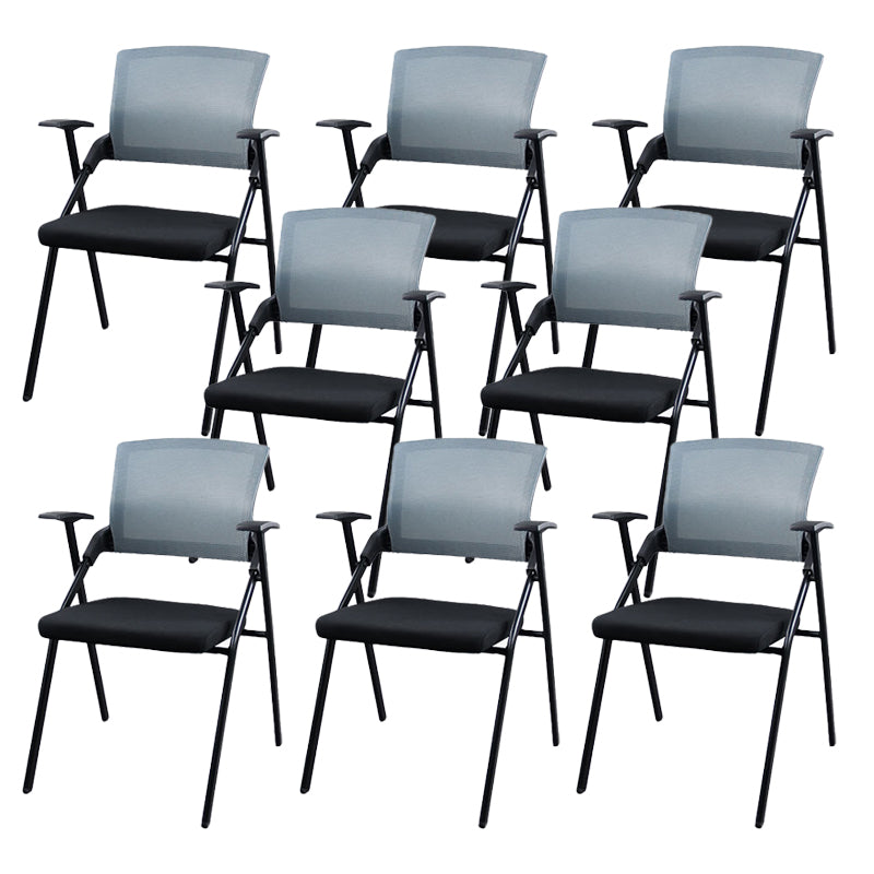 Contemporary Ergonomic Conference Chair Mid-Back Office Chair Black-Gray 8 Piece Set Clearhalo 'furn' 'furn_office_chair' 'Furniture' 'Office Chairs' 'Office Furniture' 'office_chair' 6101330