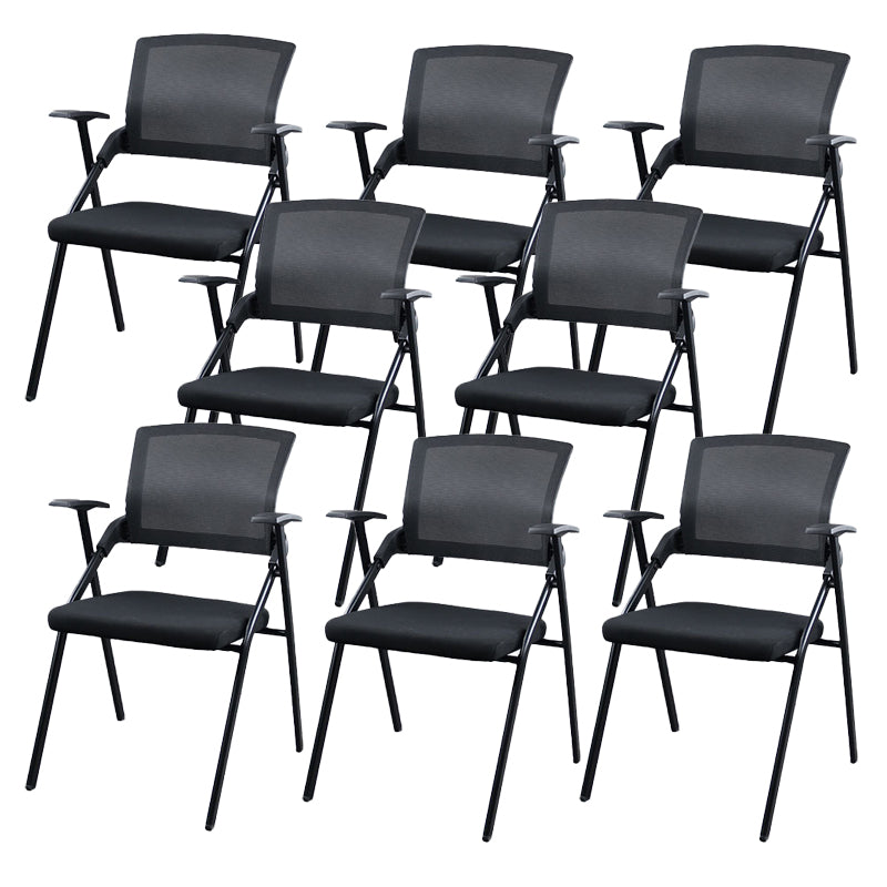 Contemporary Ergonomic Conference Chair Mid-Back Office Chair Black 8 Piece Set Clearhalo 'furn' 'furn_office_chair' 'Furniture' 'Office Chairs' 'Office Furniture' 'office_chair' 6101332