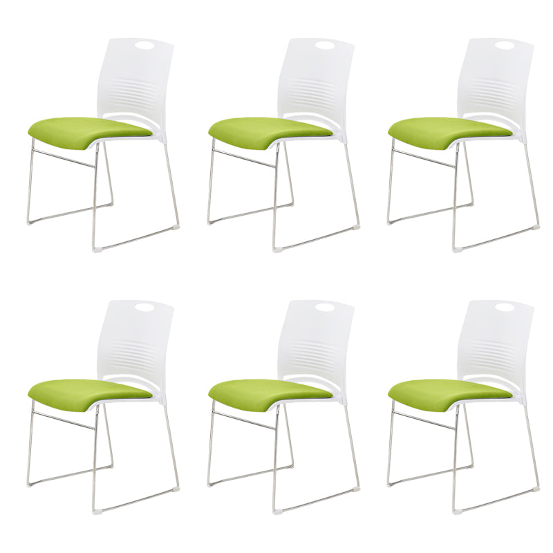 Contemporary Ergonomic Executive Chair Mid-Back No Wheels Guest Chair White-Green 6 Piece Set Clearhalo 'furn' 'furn_office_chair' 'Furniture' 'Office Chairs' 'Office Furniture' 'office_chair' 6101431