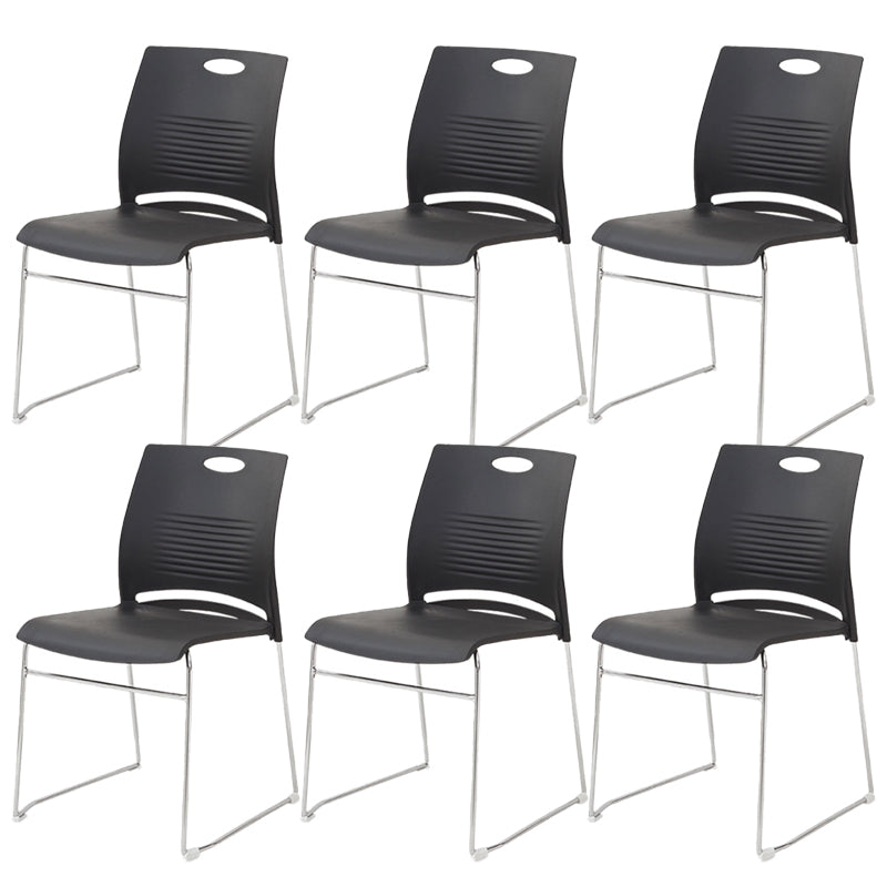 Contemporary Ergonomic Executive Chair Mid-Back No Wheels Guest Chair Black 6 Piece Set Clearhalo 'furn' 'furn_office_chair' 'Furniture' 'Office Chairs' 'Office Furniture' 'office_chair' 6101432