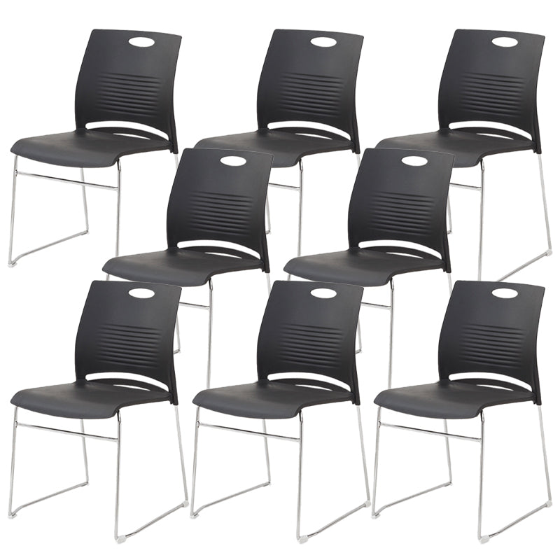 Contemporary Ergonomic Executive Chair Mid-Back No Wheels Guest Chair Black 8 Piece Set Clearhalo 'furn' 'furn_office_chair' 'Furniture' 'Office Chairs' 'Office Furniture' 'office_chair' 6101440