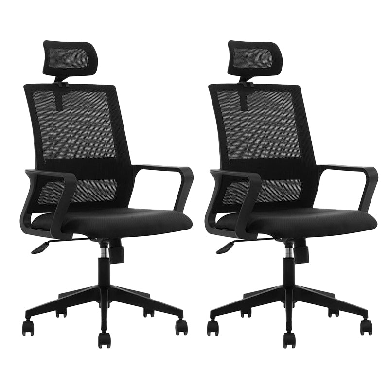 Contemporary Adjustable Office Chair Mid-Back Swivel Desk Chair 2 Piece Set With Headrest Clearhalo 'furn' 'furn_office_chair' 'Furniture' 'Office Chairs' 'Office Furniture' 'office_chair' 6101452