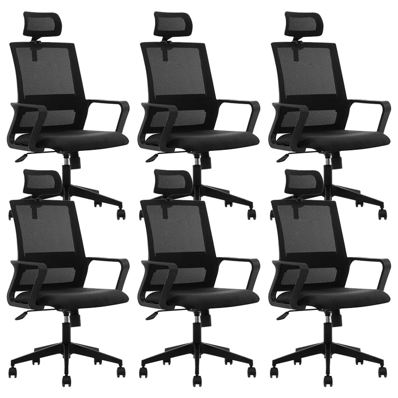Contemporary Adjustable Office Chair Mid-Back Swivel Desk Chair 6 Piece Set With Headrest Clearhalo 'furn' 'furn_office_chair' 'Furniture' 'Office Chairs' 'Office Furniture' 'office_chair' 6101461