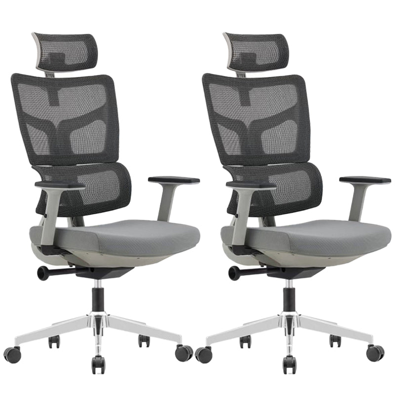 Modern Desk Chair Mesh Computer Chair High-Back Chair in Black/Gray Grey 2 Piece Set Clearhalo 'furn' 'furn_office_chair' 'Furniture' 'Office Chairs' 'Office Furniture' 'office_chair' 6101478