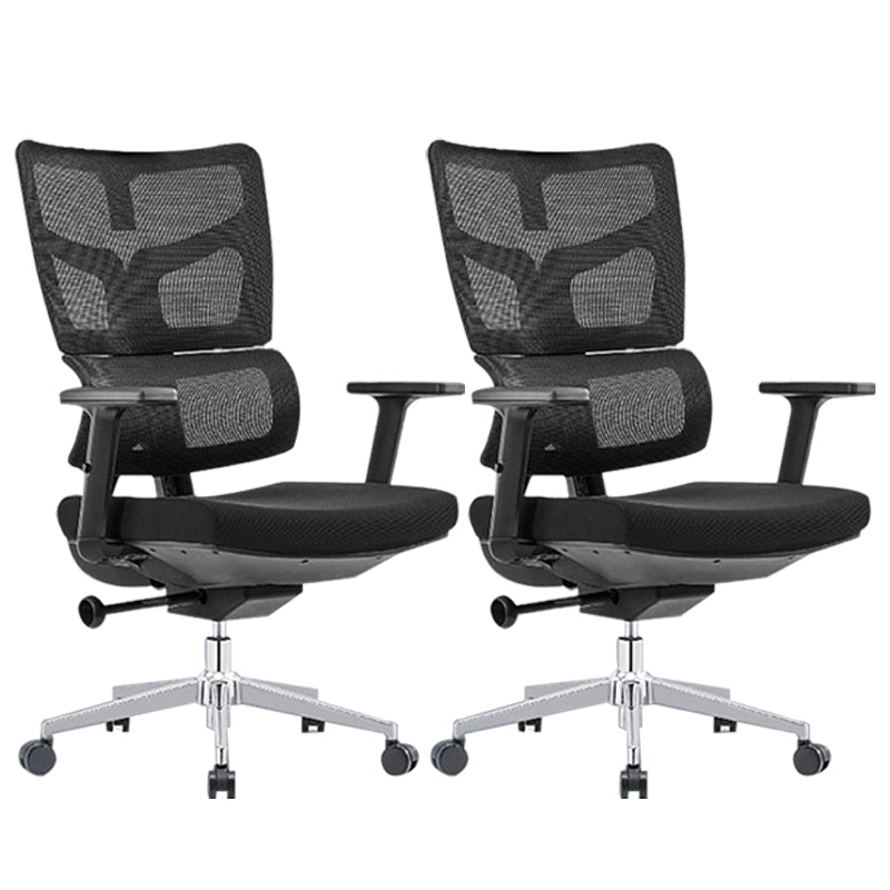 Modern Desk Chair Mesh Computer Chair High-Back Chair in Black/Gray Matte Black 2 Piece Set Clearhalo 'furn' 'furn_office_chair' 'Furniture' 'Office Chairs' 'Office Furniture' 'office_chair' 6101479