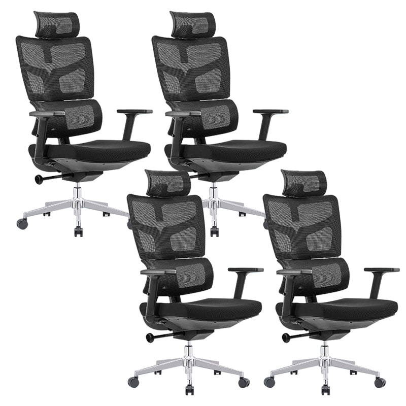 Modern Desk Chair Mesh Computer Chair High-Back Chair in Black/Gray Black 4 Piece Set Clearhalo 'furn' 'furn_office_chair' 'Furniture' 'Office Chairs' 'Office Furniture' 'office_chair' 6101482