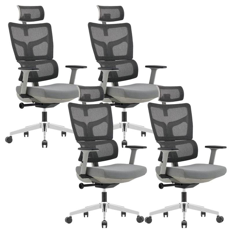 Modern Desk Chair Mesh Computer Chair High-Back Chair in Black/Gray Grey 4 Piece Set Clearhalo 'furn' 'furn_office_chair' 'Furniture' 'Office Chairs' 'Office Furniture' 'office_chair' 6101483