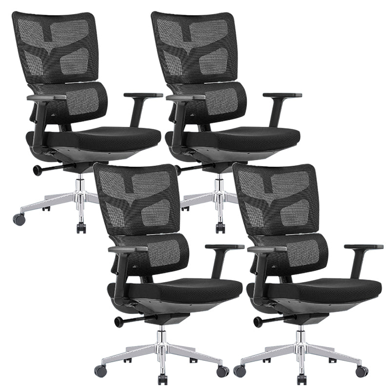 Modern Desk Chair Mesh Computer Chair High-Back Chair in Black/Gray Matte Black 4 Piece Set Clearhalo 'furn' 'furn_office_chair' 'Furniture' 'Office Chairs' 'Office Furniture' 'office_chair' 6101485