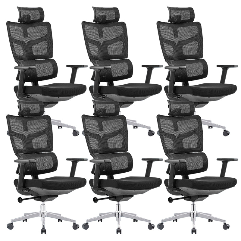 Modern Desk Chair Mesh Computer Chair High-Back Chair in Black/Gray Black 6 Piece Set Clearhalo 'furn' 'furn_office_chair' 'Furniture' 'Office Chairs' 'Office Furniture' 'office_chair' 6101488