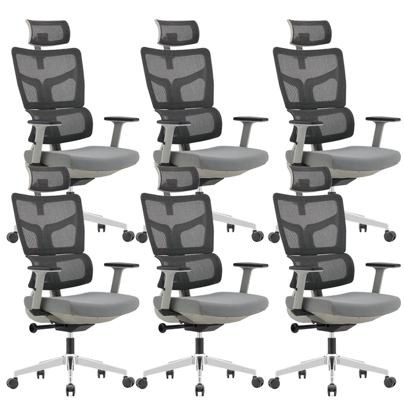 Modern Desk Chair Mesh Computer Chair High-Back Chair in Black/Gray Grey 6 Piece Set Clearhalo 'furn' 'furn_office_chair' 'Furniture' 'Office Chairs' 'Office Furniture' 'office_chair' 6101490