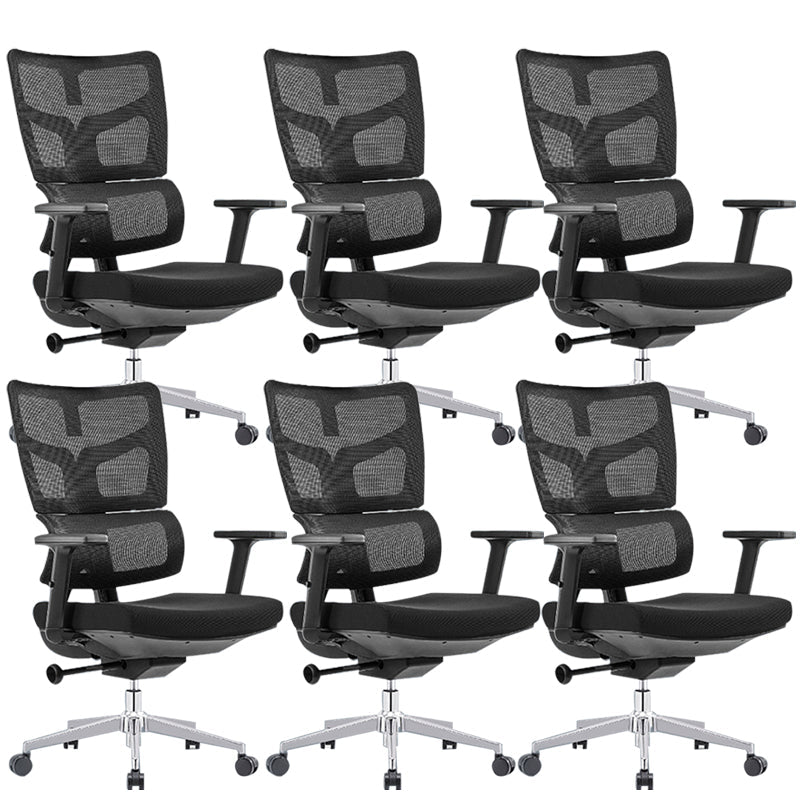 Modern Desk Chair Mesh Computer Chair High-Back Chair in Black/Gray Matte Black 6 Piece Set Clearhalo 'furn' 'furn_office_chair' 'Furniture' 'Office Chairs' 'Office Furniture' 'office_chair' 6101491