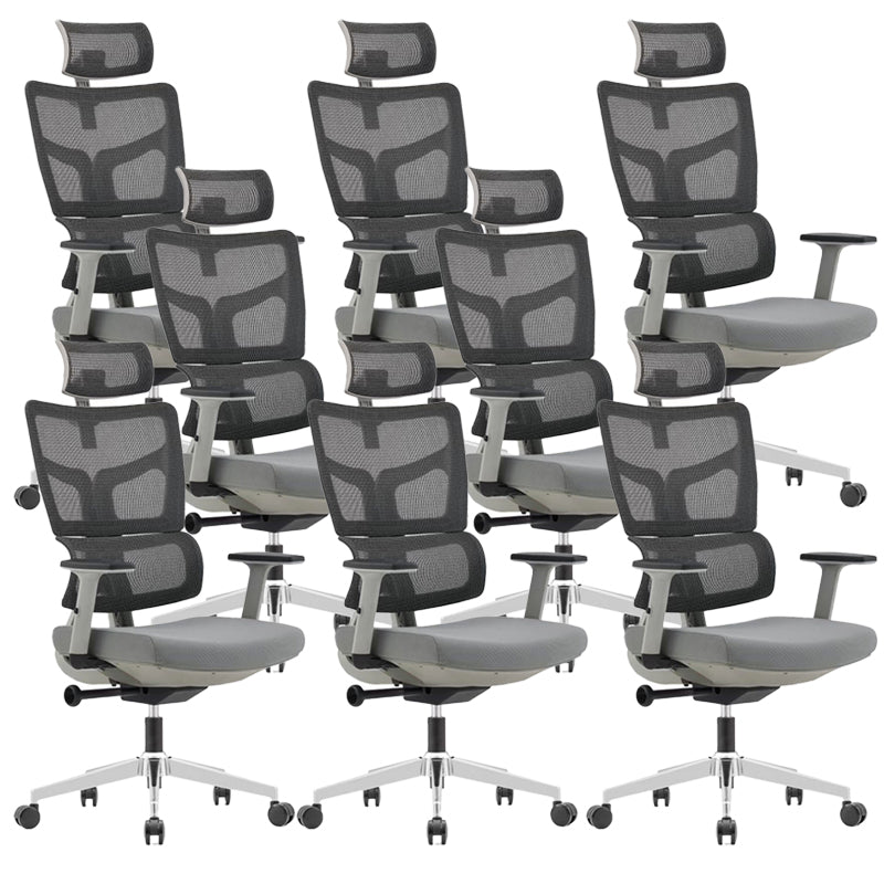 Modern Desk Chair Mesh Computer Chair High-Back Chair in Black/Gray Grey 8 Piece Set Clearhalo 'furn' 'furn_office_chair' 'Furniture' 'Office Chairs' 'Office Furniture' 'office_chair' 6101493
