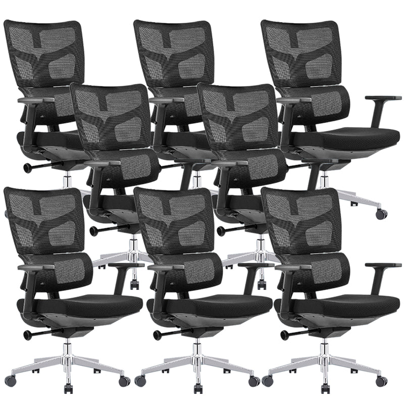 Modern Desk Chair Mesh Computer Chair High-Back Chair in Black/Gray Matte Black 8 Piece Set Clearhalo 'furn' 'furn_office_chair' 'Furniture' 'Office Chairs' 'Office Furniture' 'office_chair' 6101494