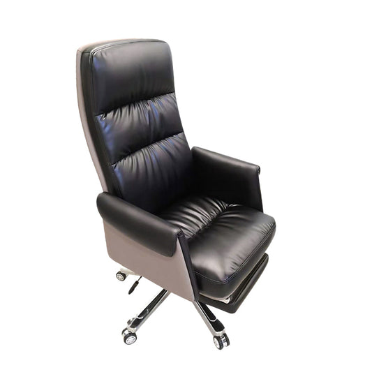 Contemporary High Back Managers Chair Executive Faux Leather Swivel Chair Black 1 Piece