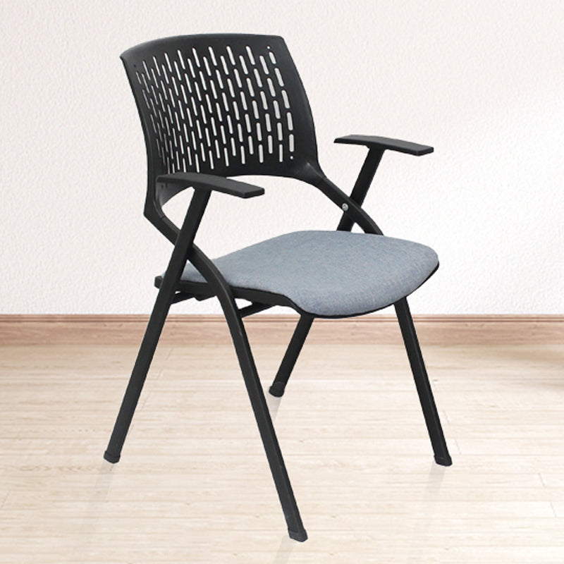 Chaise de bureau contemporaine à bras fixes en plastique, sans roues, chaise de conférence
