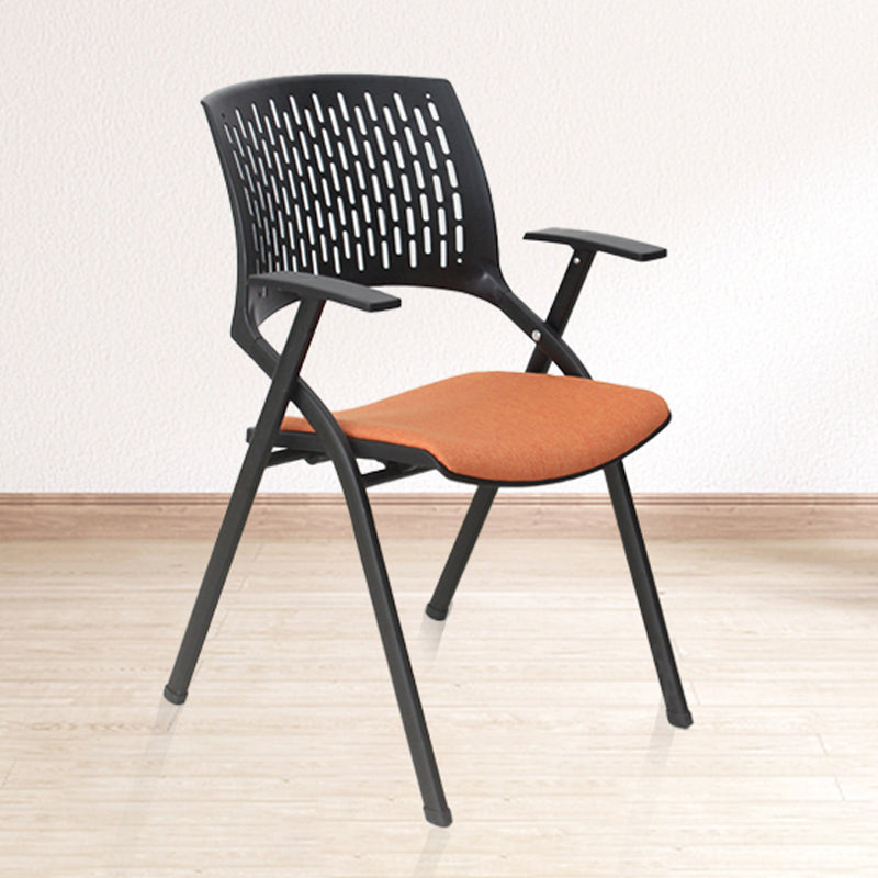 Chaise de bureau contemporaine à bras fixes en plastique, sans roues, chaise de conférence