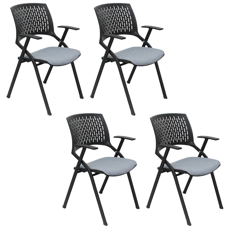 Chaise de bureau contemporaine à bras fixes en plastique, sans roues, chaise de conférence