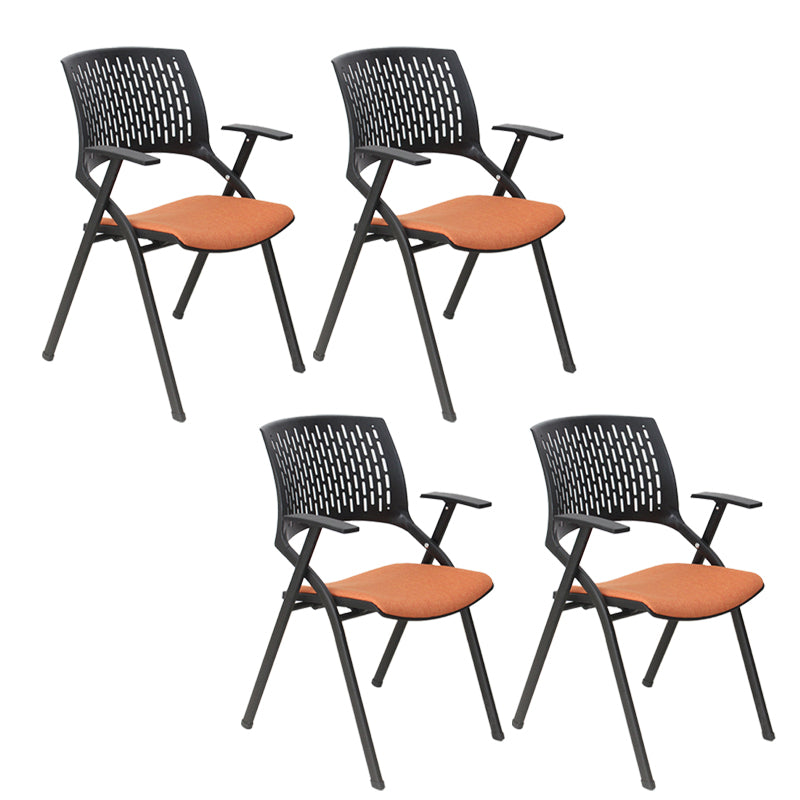 Chaise de bureau contemporaine à bras fixes en plastique, sans roues, chaise de conférence