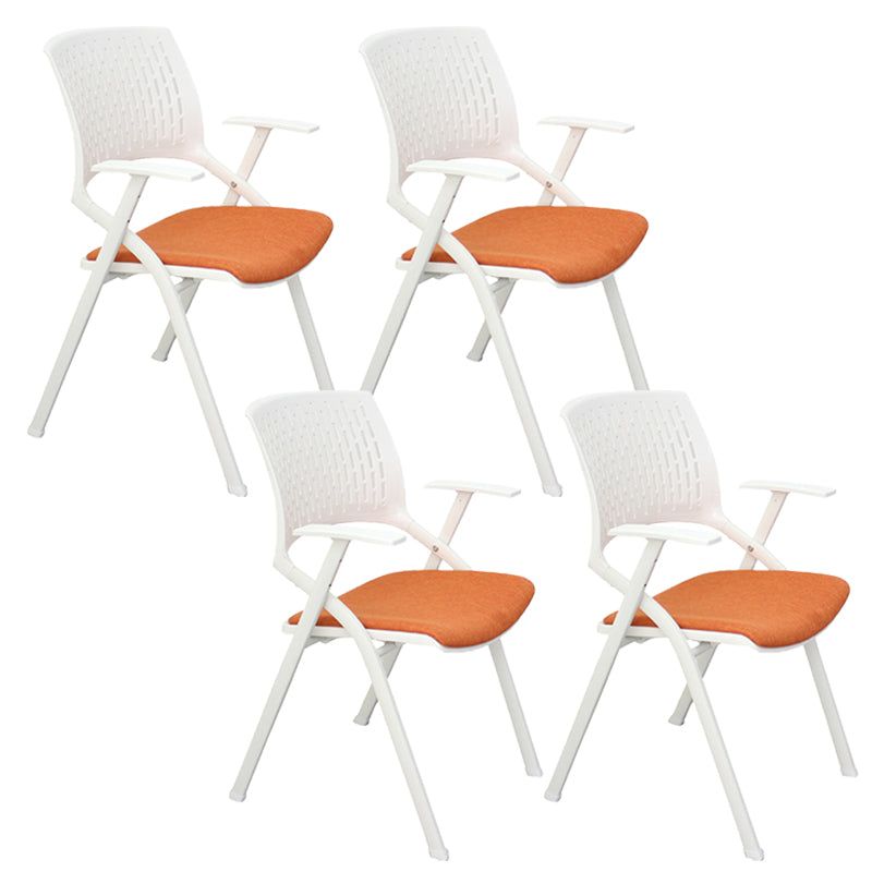 Chaise de bureau contemporaine à bras fixes en plastique, sans roues, chaise de conférence