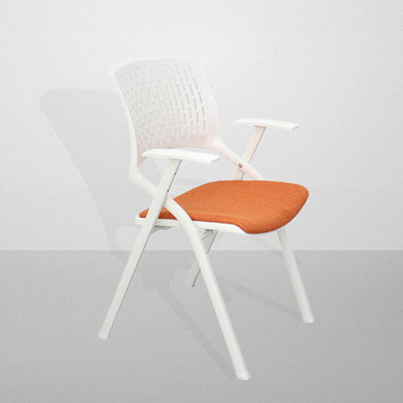 Chaise de bureau contemporaine à bras fixes en plastique, sans roues, chaise de conférence