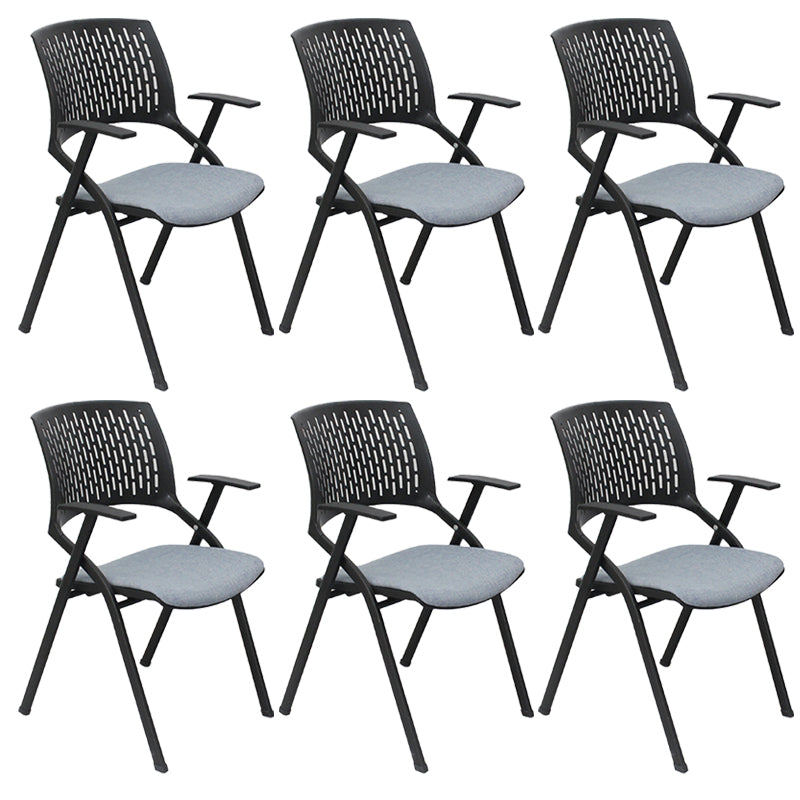 Chaise de bureau contemporaine à bras fixes en plastique, sans roues, chaise de conférence