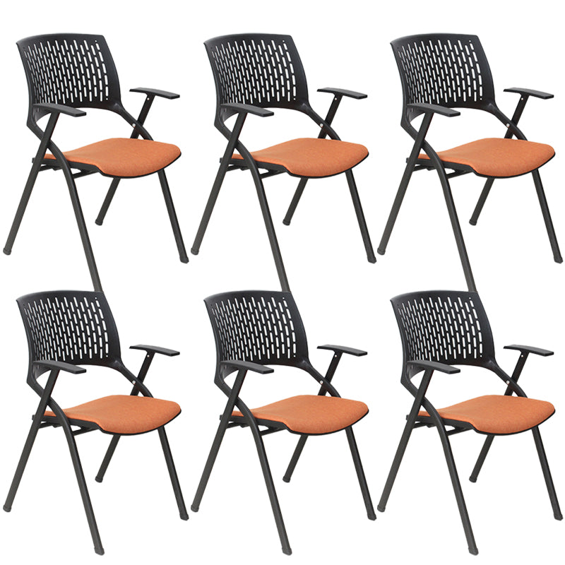 Chaise de bureau contemporaine à bras fixes en plastique, sans roues, chaise de conférence