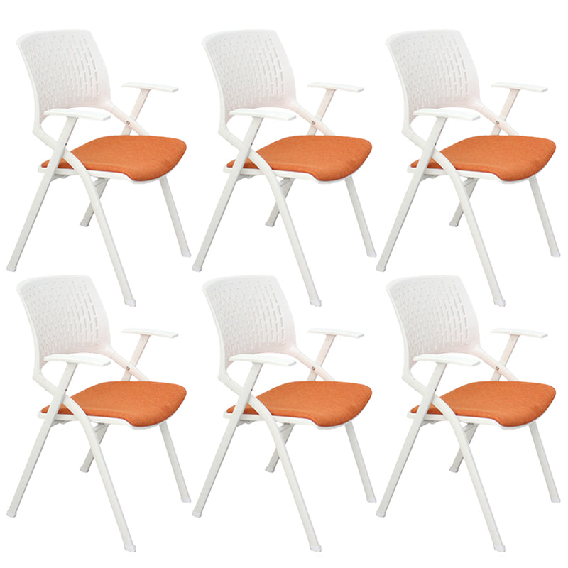 Chaise de bureau contemporaine à bras fixes en plastique, sans roues, chaise de conférence
