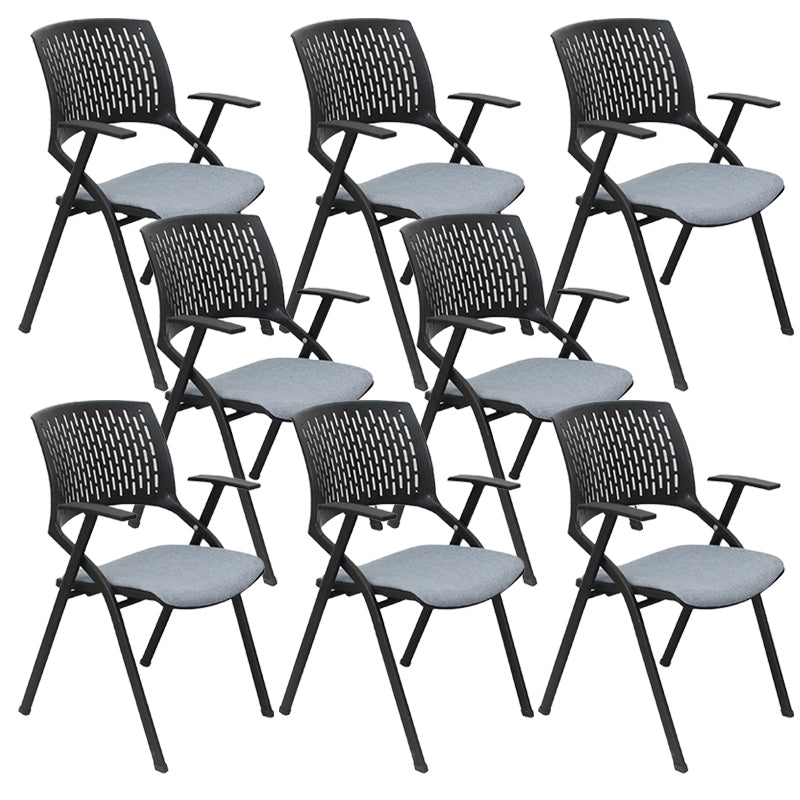 Chaise de bureau contemporaine à bras fixes en plastique, sans roues, chaise de conférence