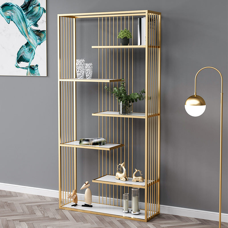 Metal Floor Home Vertical Shelf Bookcase Etagere Open Book Shelf with 6 Shelves