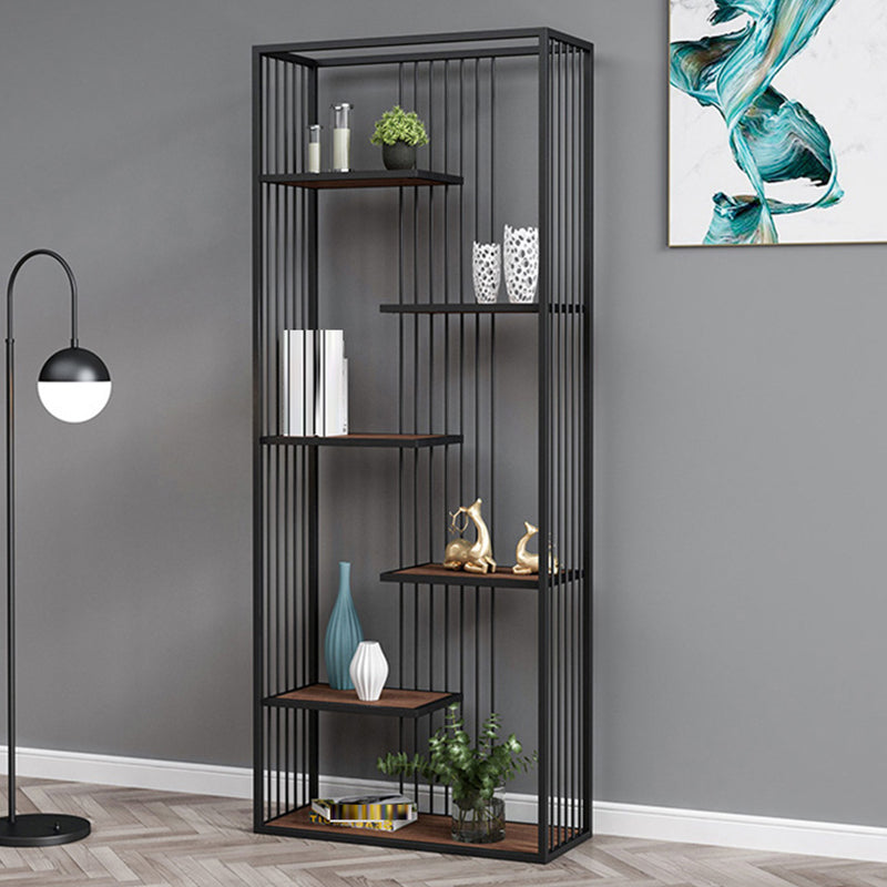 Metal Floor Home Vertical Shelf Bookcase Etagere Open Book Shelf with 6 Shelves