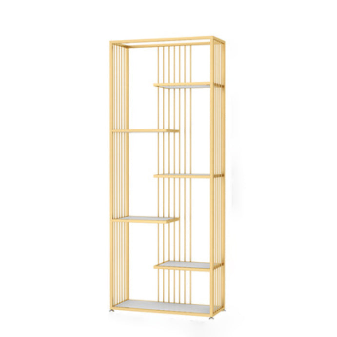 Metal Floor Home Vertical Shelf Bookcase Etagere Open Book Shelf with 6 Shelves