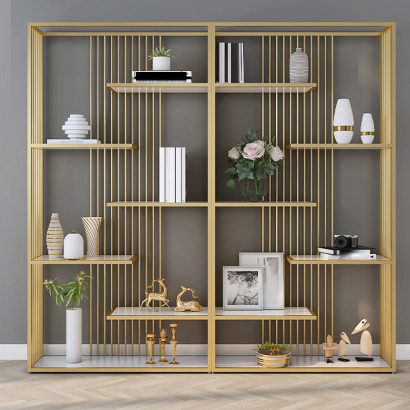 Gold and Black Etagere Book Shelf Vertical Open Home Bookshelf with 6 Shelves Clearhalo 'Bookcases' 'furn' 'furn_bookcases' 'Furniture' 'Office Furniture' 6101602