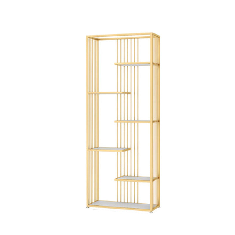 Gold and Black Etagere Book Shelf Vertical Open Home Bookshelf with 6 Shelves Gold Clearhalo 'Bookcases' 'furn' 'furn_bookcases' 'Furniture' 'Office Furniture' 6101603