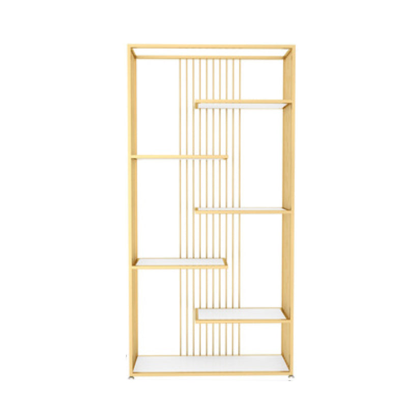 Gold and Black Etagere Book Shelf Vertical Open Home Bookshelf with 6 Shelves Gold Clearhalo 'Bookcases' 'furn' 'furn_bookcases' 'Furniture' 'Office Furniture' 6101604