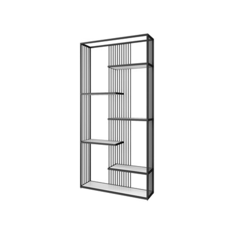 Gold and Black Etagere Book Shelf Vertical Open Home Bookshelf with 6 Shelves Black Clearhalo 'Bookcases' 'furn' 'furn_bookcases' 'Furniture' 'Office Furniture' 6101609