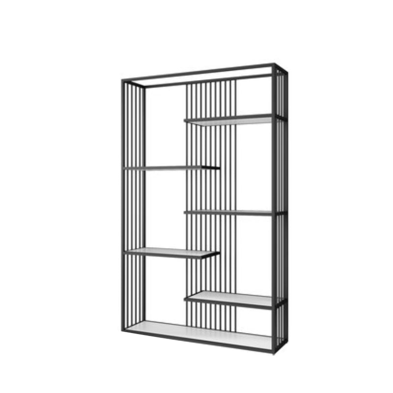 Gold and Black Etagere Book Shelf Vertical Open Home Bookshelf with 6 Shelves Black Clearhalo 'Bookcases' 'furn' 'furn_bookcases' 'Furniture' 'Office Furniture' 6101610