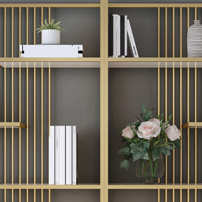 Gold and Black Etagere Book Shelf Vertical Open Home Bookshelf with 6 Shelves Clearhalo 'Bookcases' 'furn' 'furn_bookcases' 'Furniture' 'Office Furniture' 6101615