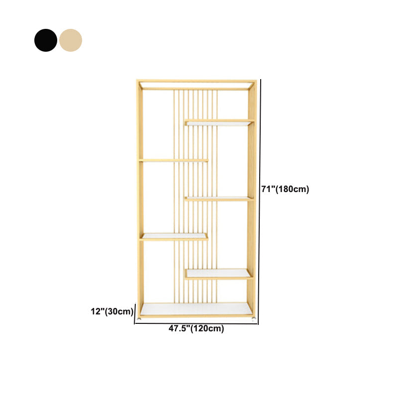 Gold and Black Etagere Book Shelf Vertical Open Home Bookshelf with 6 Shelves Clearhalo 'Bookcases' 'furn' 'furn_bookcases' 'Furniture' 'Office Furniture' 6101619
