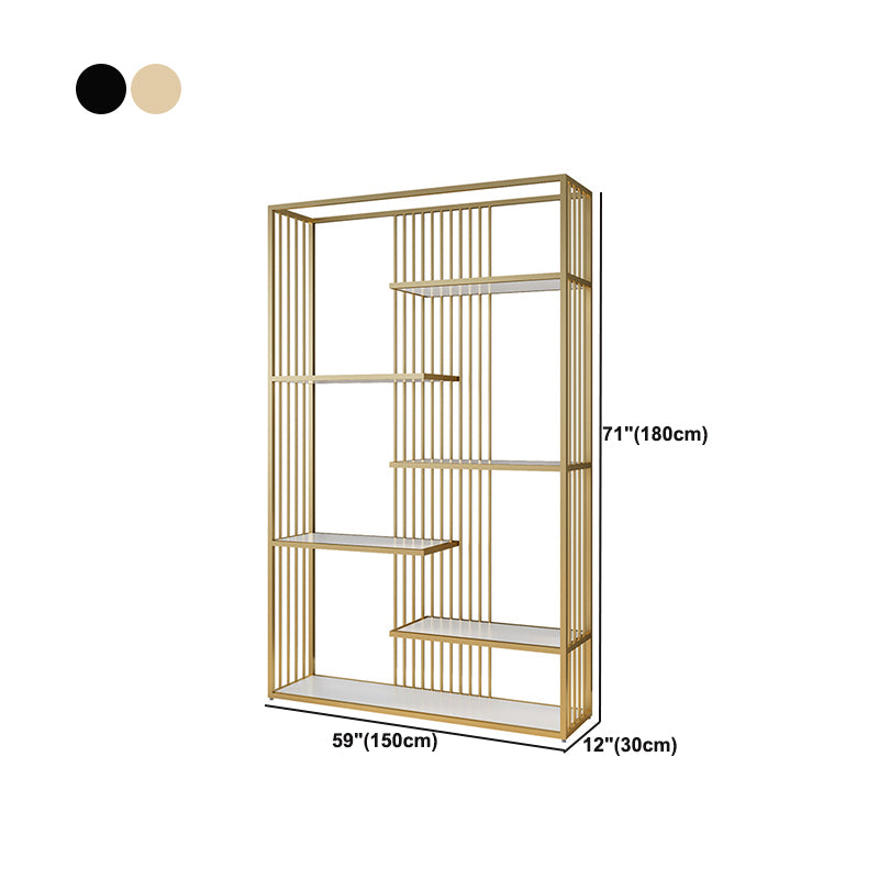Gold and Black Etagere Book Shelf Vertical Open Home Bookshelf with 6 Shelves Clearhalo 'Bookcases' 'furn' 'furn_bookcases' 'Furniture' 'Office Furniture' 6101620